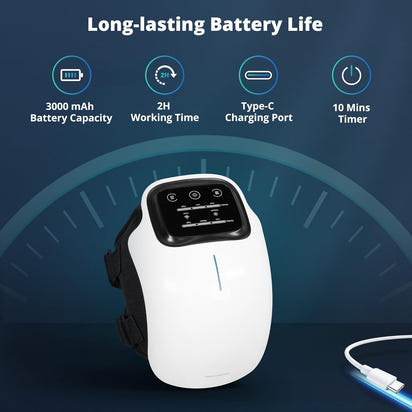 Medcursor Knee Massager, Cordless Heated Knee Massager with 3 Heating Levels, 3 Vibration Modes, LED Screen & Adjustable Straps, Massage with Heat for Relief, Ideal Gift for Men, Women